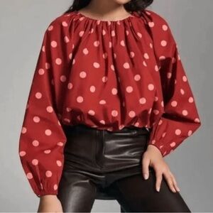 Anthropoligie Maeve Poplin Bubble Blouse Puff Sleeve, Size XS